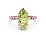 Rose gold Fancy Yellow Marquise Cut Diamond Brilliant Solitaire Ring with Pavé Band and Four-Prong Setting_12