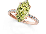 Rose gold Fancy Yellow Marquise Cut Diamond Brilliant Solitaire Ring with Pavé Band and Four-Prong Setting_13