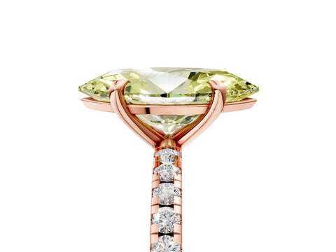Rose gold Fancy Yellow Marquise Cut Diamond Brilliant Solitaire Ring with Pavé Band and Four-Prong Setting_5