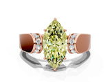 Rose gold Fancy Yellow Marquise Cut Diamond Channel Set Solitaire Ring with Four-Prong Setting_12