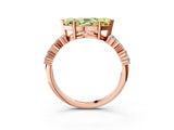 Rose gold Fancy Yellow Marquise Cut Diamond Cluster Pavé Band with Four-Prong Setting_15