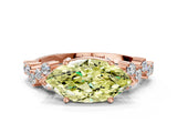 Rose gold Fancy Yellow Marquise Cut Diamond Cluster Pavé Band with Four-Prong Setting_3