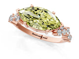 Rose gold Fancy Yellow Marquise Cut Diamond Cluster Pavé Band with Four-Prong Setting_4