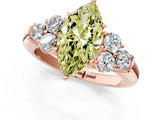 Rose gold Fancy Yellow Marquise  Cut Diamond Cluster Ring with Round Accent Stones and Prong Setting on a Classic Band_35