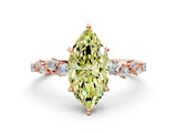 Rose gold Fancy Yellow Marquise Cut Diamond Cluster Side Stone Solitaire Ring with Prong Setting_29
