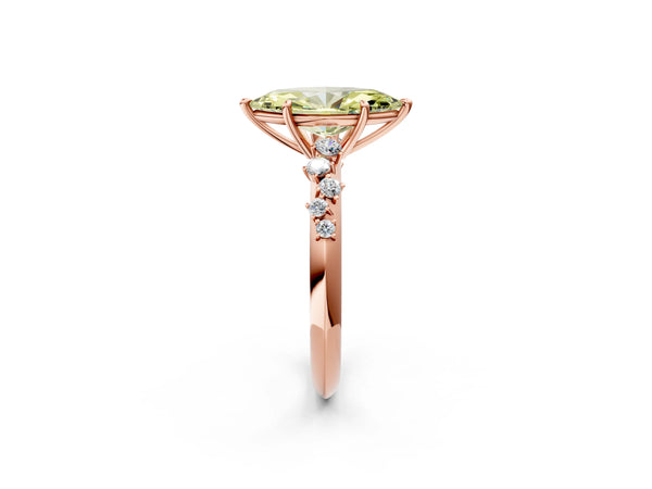 Rose Gold Marquise Graduated Cluster Engagement Ring Setting for Fancy Yellow Center