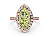 Rose gold Fancy Yellow Marquise Cut Diamond Cushion Halo Ring with Pavé Band