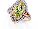 Rose gold Fancy Yellow Marquise Cut Diamond Double Halo Ring with Pavé Band and Prong Setting_22