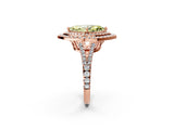 Rose gold Fancy Yellow Marquise Cut Diamond Double Halo Ring with Pavé Band and Prong Setting_23