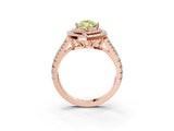 Rose gold Fancy Yellow Marquise Cut Diamond Double Halo Ring with Pavé Band and Prong Setting_24