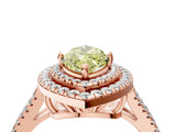 Rose gold Fancy Yellow Marquise Cut Diamond Double Halo Ring with Pavé Band and Prong Setting_25