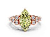Rose gold Fancy Yellow Marquise  Cut Diamond Engagement Ring with Bezel Set Round Side Stones and Prong Setting_27