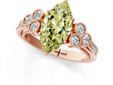 Rose gold Fancy Yellow Marquise  Cut Diamond Engagement Ring with Bezel Set Round Side Stones and Prong Setting_28