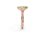 Rose gold Fancy Yellow Marquise  Cut Diamond Engagement Ring with Bezel Set Round Side Stones and Prong Setting_29