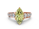 Rose gold Fancy Yellow Marquise  Cut Diamond Engagement Ring with Pavé Band and Four-Prong Setting_3