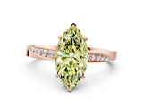 Rose gold Fancy Yellow Marquise Cut Diamond Engagement Ring with Side Stone Accents and Four-Prong Setting_35