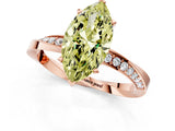 Rose gold Fancy Yellow Marquise Cut Diamond Engagement Ring with Side Stone Accents and Four-Prong Setting_97