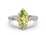 Rose gold Fancy Yellow Marquise  Cut Diamond Five-Stone Prong Set White Gold Ring_34