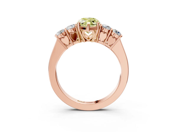 Rose gold Fancy Yellow Marquise  Cut Diamond Five-Stone Prong Set White Gold Ring