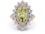 Rose gold Fancy Yellow Marquise Cut Diamond Floral Double Halo Engagement Ring with Prong Setting_24