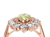 Rose gold Fancy Yellow Marquise Cut Diamond Floral Double Halo Engagement Ring with Prong Setting_28