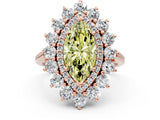 Rose gold Fancy Yellow Marquise Cut Diamond Floral Double Halo Engagement Ring with Prong Setting_60