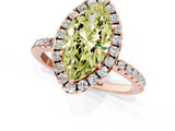 Rose gold Fancy Yellow Marquise  Cut Diamond Floral Halo Engagement Ring with Pavé Band and Prong Setting_18