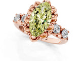Rose gold Fancy Yellow Marquise  Cut Diamond Floral Halo Engagement Ring with Shared Prong Setting 2