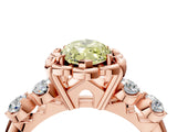 Rose gold Fancy Yellow Marquise  Cut Diamond Floral Halo Engagement Ring with Shared Prong Setting 5