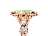 Rose gold Fancy Yellow Marquise  Cut Diamond Floral Halo Engagement Ring with Shared Prong Setting