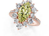 Rose gold Fancy Yellow Marquise  Cut Diamond Floral Halo Pave Band with Prong Setting_1