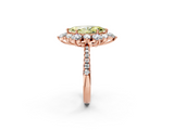 Rose gold Fancy Yellow Marquise  Cut Diamond Floral Halo Pave Band with Prong Setting_2