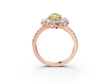 Rose gold Fancy Yellow Marquise  Cut Diamond Floral Halo Pave Band with Prong Setting_3