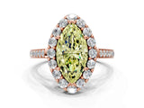 Rose gold Fancy Yellow Marquise Cut Diamond Floral Halo Ring with Pavé Band and Prong Setting_3