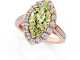 Rose gold Fancy Yellow Marquise Cut Diamond Floral Halo Ring with Pavé Band and Prong Setting_4