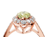 Rose gold Fancy Yellow Marquise Cut Diamond Floral Halo Ring with Pavé Band and Prong Setting_7