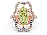 Rose gold Fancy Yellow Marquise Cut Diamond Floral Halo Split Shank Prong Setting Ring_24