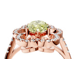 Rose gold Fancy Yellow Marquise Cut Diamond Floral Halo Split Shank Prong Setting Ring_28