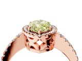 Rose gold Fancy Yellow Marquise Cut Diamond Halo Engagement Ring with Pavé Band and Prong Setting_31
