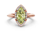 Rose gold Fancy Yellow Marquise  Cut Diamond Halo Engagement Ring with Split Shank and Four-Prong Setting_30
