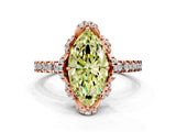 Rose gold Fancy Yellow Marquise Cut Diamond Halo Pave Band with Four-Prong Setting_3