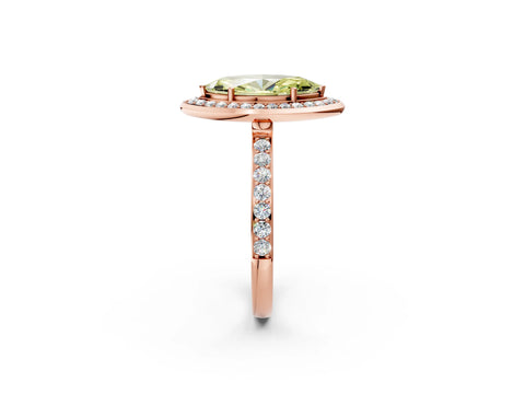 Rose gold Fancy Yellow Marquise Cut Diamond Halo Ring with Bezel Frame and Pavé Band_2