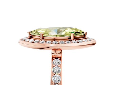 Rose gold Fancy Yellow Marquise Cut Diamond Halo Ring with Bezel Frame and Pavé Band_5