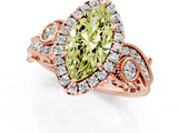 Rose gold Fancy Yellow Marquise Cut Diamond Halo Ring with Milgrain Pavé Band and Four-Prong Setting_18