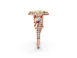 Rose gold Fancy Yellow Marquise Cut Diamond Halo Ring with Milgrain Pavé Band and Four-Prong Setting_19