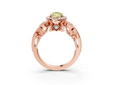 Rose gold Fancy Yellow Marquise Cut Diamond Halo Ring with Milgrain Pavé Band and Four-Prong Setting_20