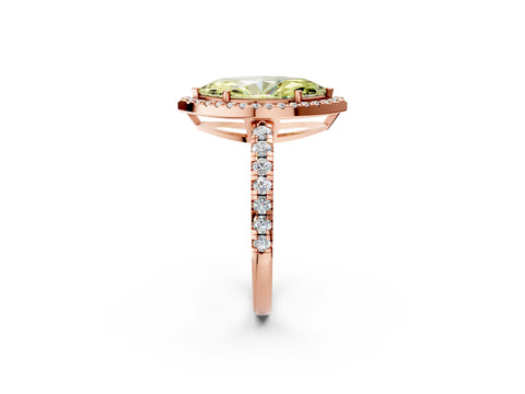 Rose gold Fancy Yellow Marquise Cut Diamond Halo Ring with Pavé Band and Four-Prong Setting_2
