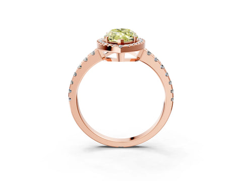 Rose gold Fancy Yellow Marquise Cut Diamond Halo Ring with Pavé Band and Four-Prong Setting_3