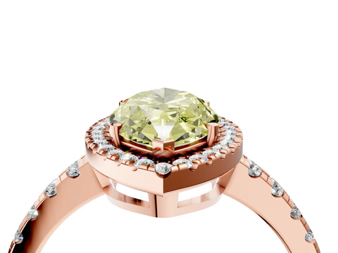 Rose gold Fancy Yellow Marquise Cut Diamond Halo Ring with Pavé Band and Four-Prong Setting_4