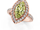 Rose gold Fancy Yellow Marquise Cut Diamond Halo Ring with Pavé Band and Prong Setting_1